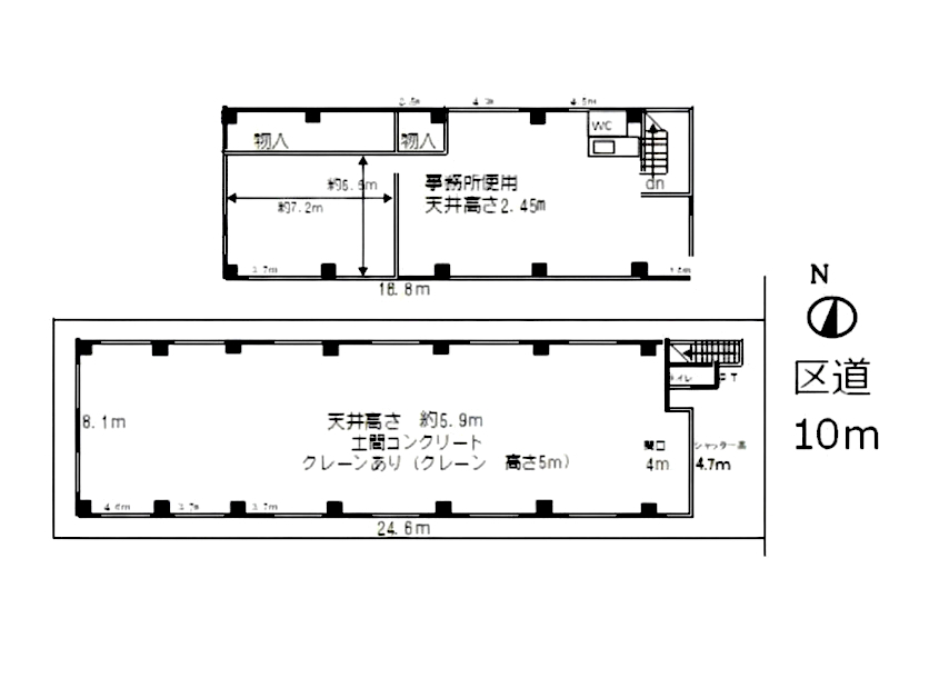 小菅ICまでわずか400m。都心と繋がる、首都高秒圏の「倉庫×事務所」一棟貸し。