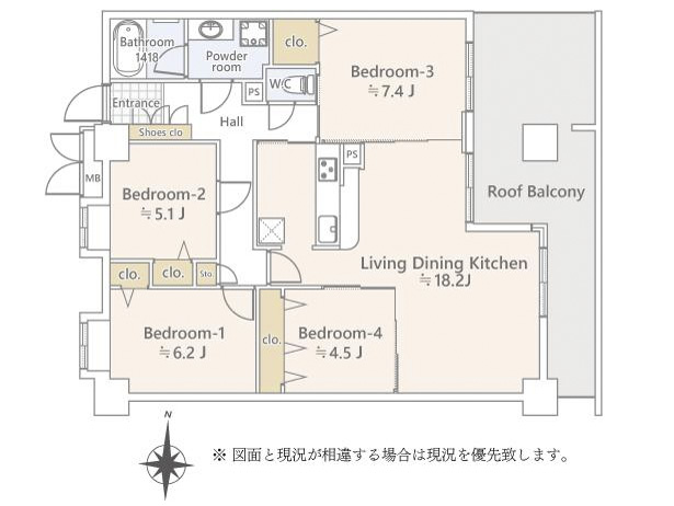 区分マンション 4LDK 千葉市美浜区真砂4丁目 間取図