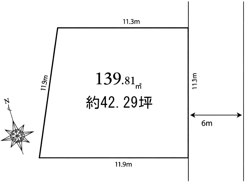 住宅用地　矢切駅徒歩9分　南東ひな壇　42.3坪　市川市北国分1丁目　地形図