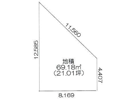 環七側道に面する69.18㎡の角地 利便性の高い事業用地 準工 江戸川区大杉5丁目 地形図