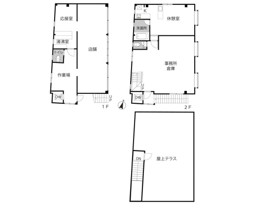 一棟貸店舗 S造2階建 121㎡ 四街道駅徒歩7分 間取図