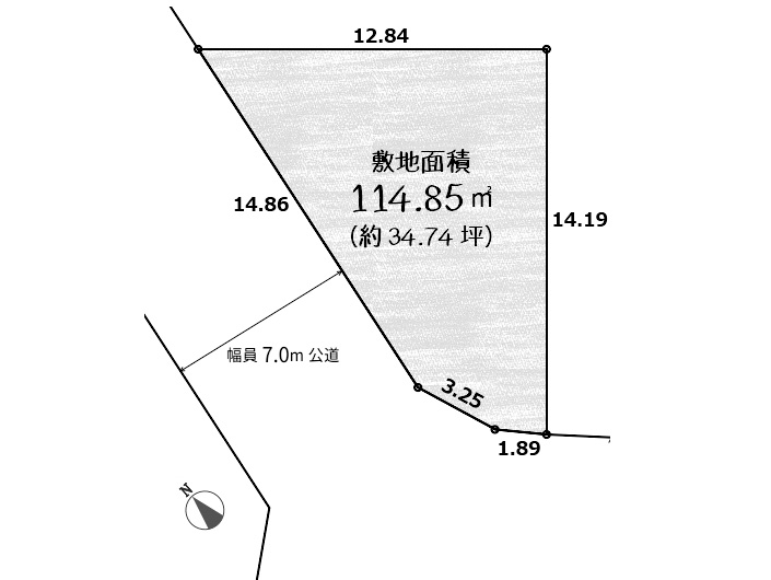 住宅用地　34.7坪　葛飾区東金町5丁目　地形図