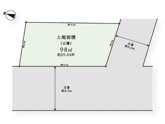 住宅用地 南西角地 江戸川区大杉4丁目 地形図