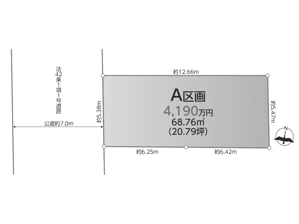 住宅用地　20.7坪　江戸川区鹿骨1丁目　地形図