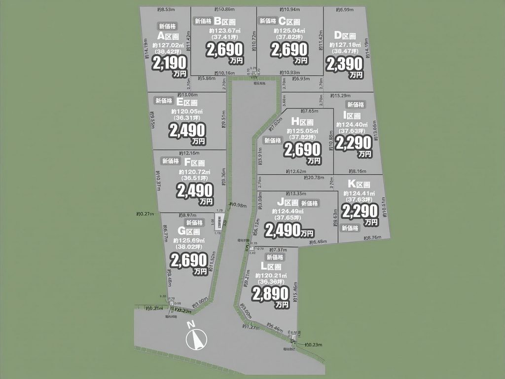 住宅用地　新しい街並みを創る大型12区画　鎌ヶ谷市東中沢4丁目　区画図