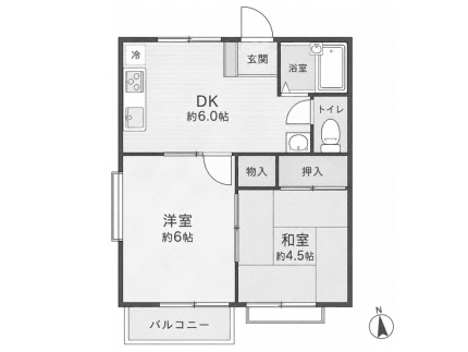 売アパート 土地165㎡ 2DK×4戸 満室 8.05% 鎌ヶ谷市南初富4丁目 間取図