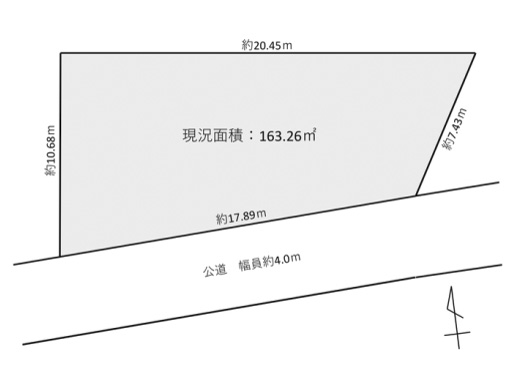 住宅用地 52坪 南4m公道 間口17.8m 更地 調整 船橋市三咲6丁目 地形図